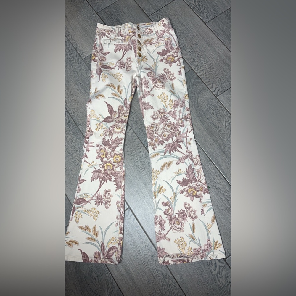 ANTHROPOLOGIE Pilcro Ultra High-Rise floral print Bootcut Jeans ##P00 - Picture 3 of 7